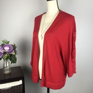 Sweet Pea By NY & Co Lace Shoulder Open Cardigan